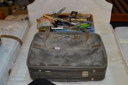 Antler Suitcase, Bathroom Scales and a Basket of C