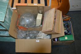 Two Boxes Containing Drinking Glassware, Sewing Bo