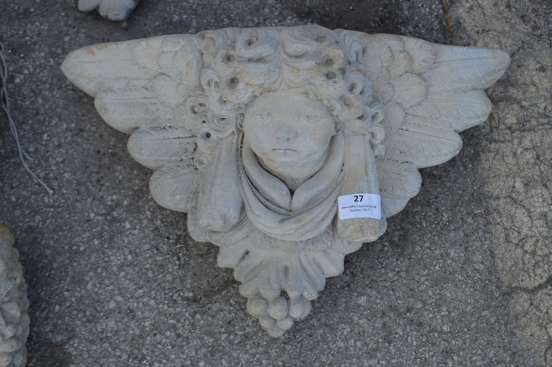 Reconstituted Limestone Wall Planter Cherub