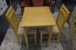 Light Oak Kitchen Table with Two Slatback Chairs