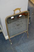 Victorian Brass Framed Mirrored Fire Screen