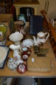 Pottery Vases, Costume Jewellery, Candlesticks, Gl