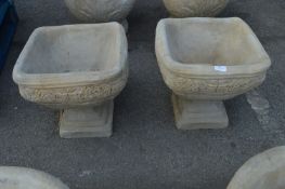Pair of Reconstituted Limestone Garden Planters o