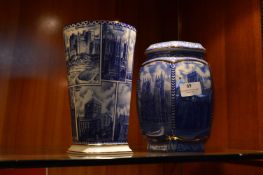 Ringtons Blue & White Lidded Jar and Vase