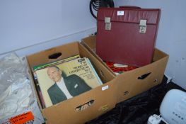Two Boxes and a Case of LPs and 45rpm Records