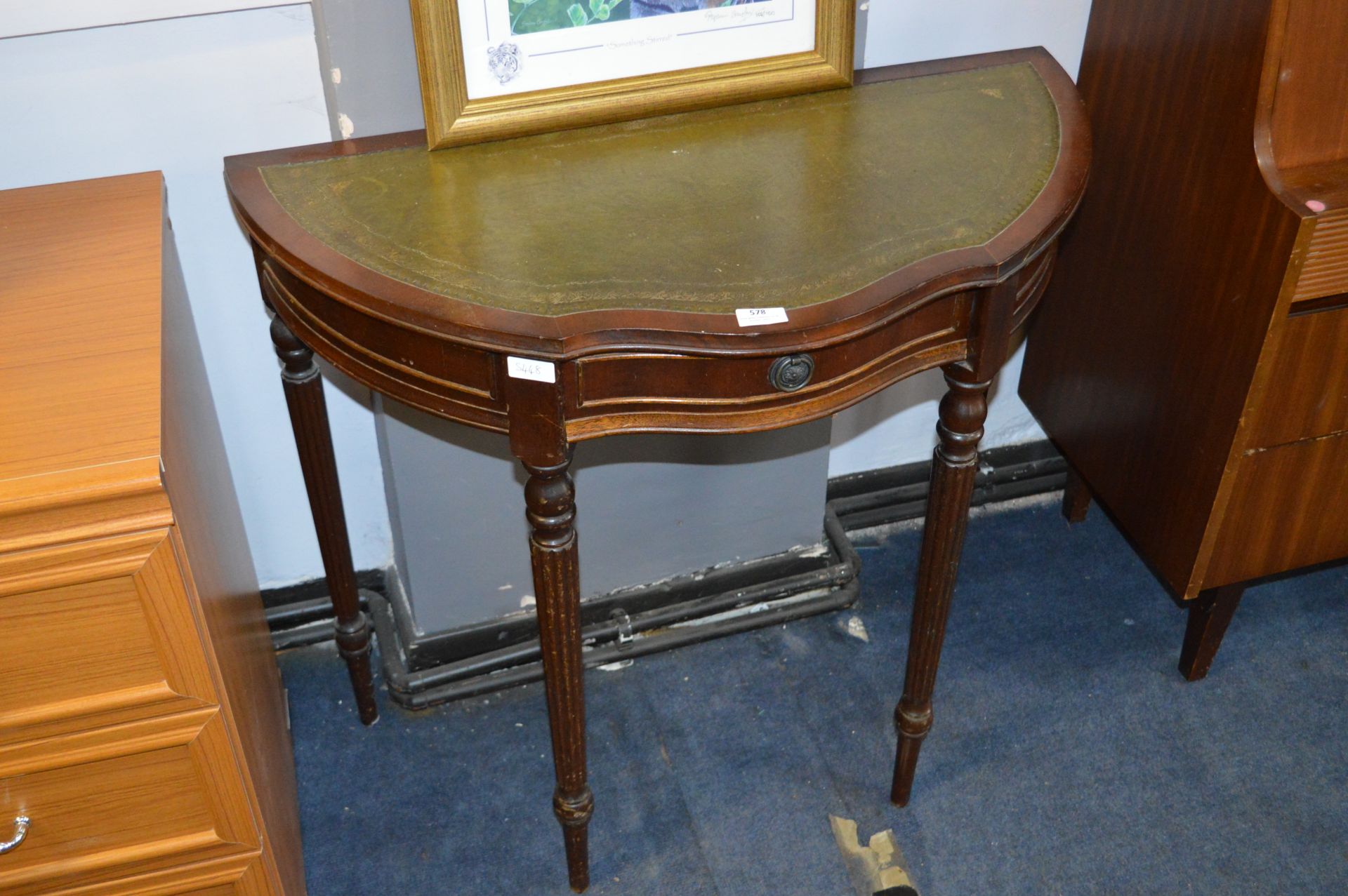 Mahogany Effect Half Round Hall Table