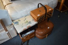 Concertina Sewing Box, Two Stool Boxes and a Pouff