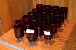 Collection of Ruby Coloured Drinking Glassware