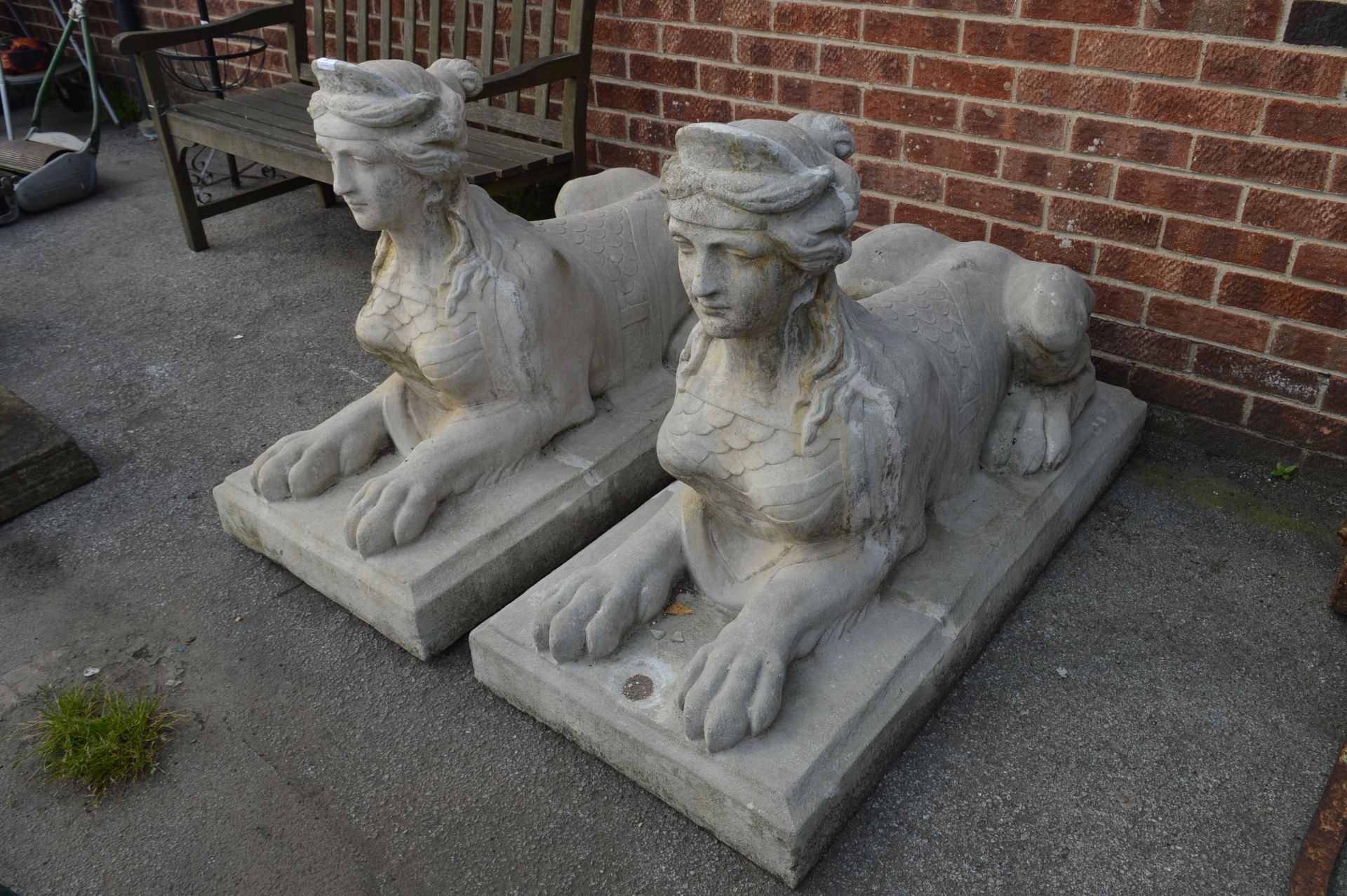 Pair of Large Britannia Lion Garden Ornaments