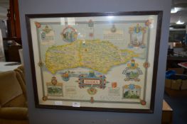 Framed Map Print of Sussex