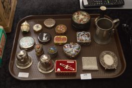 Tray Lot of Trinket Boxes, Jersey Pottery Dish and