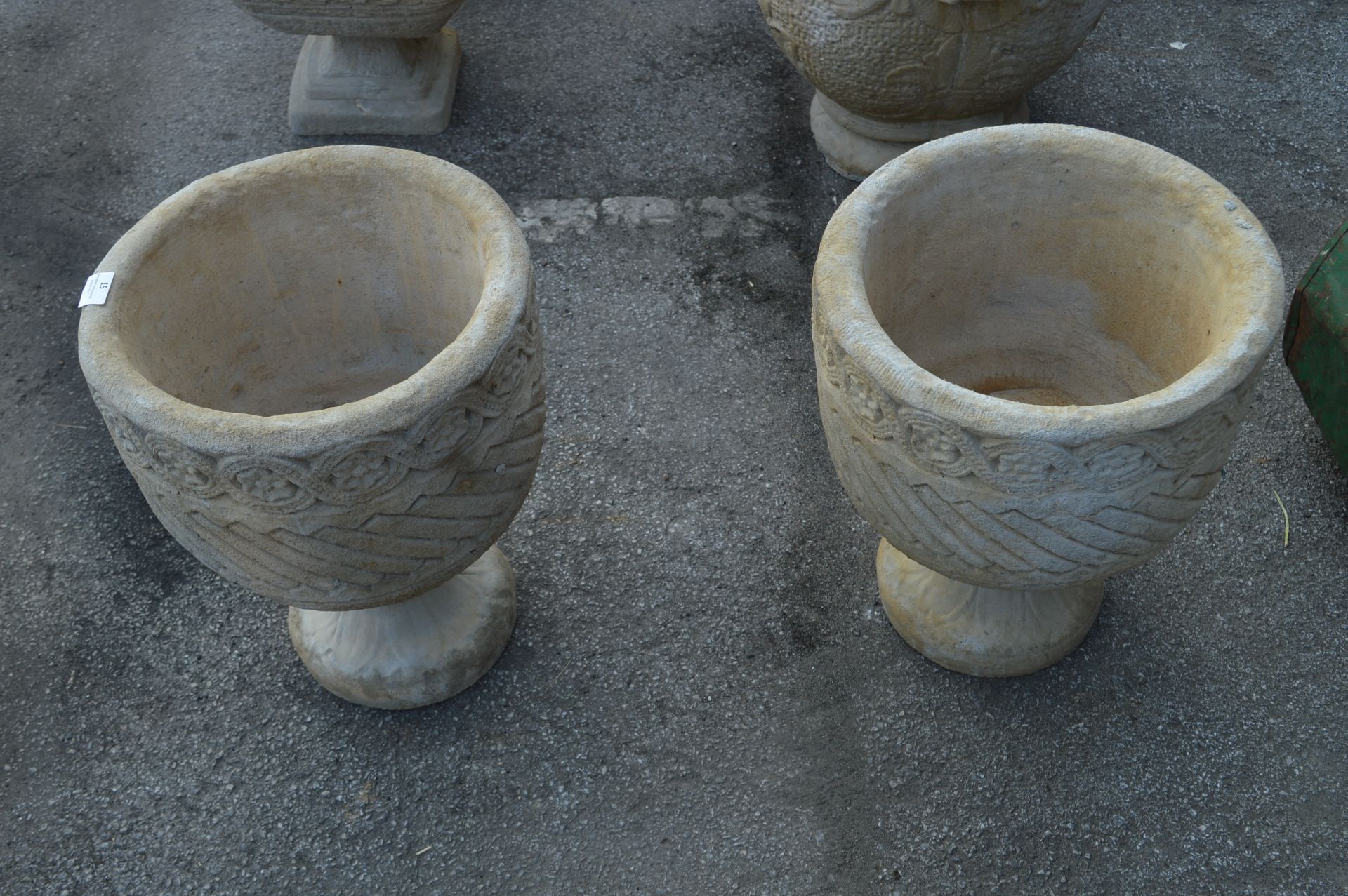 Pair of Reconstituted Limestone Garden Planters o