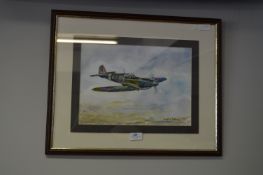 Framed Watercolour - Spitfire by Douglas Matthew