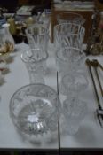 Selection of Cut Glass Vases and a Fruit Bowl
