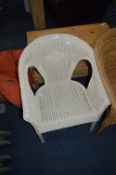 Cream Painted Wicker Tub Armchair Chair