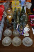 Collection of Vintage Green Glass Bottles, Stonewa