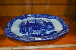 Large Blue & White Meat Plate