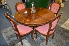 Italian Mahogany Inlaid Circular Dining Table with