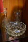 Glass Fruit Bowl Vase and Decanter