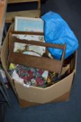 Large Box Containing Ornaments, Vases, Glassware,