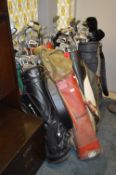 Ten Set of Golf Bags with Clubs (Various Makes)