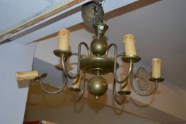 Brass Six Branch Ceiling Light Fitting