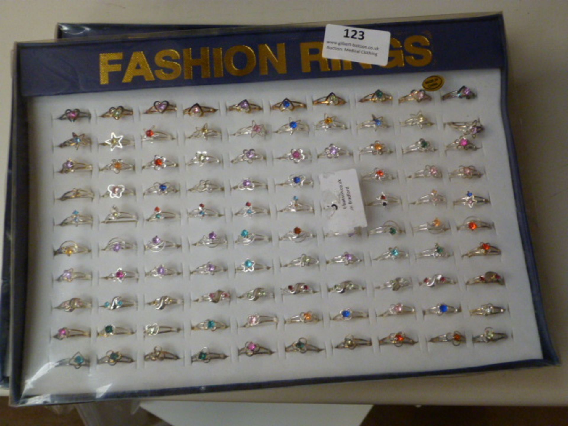 Tray Containing Ninety Fashion Rings