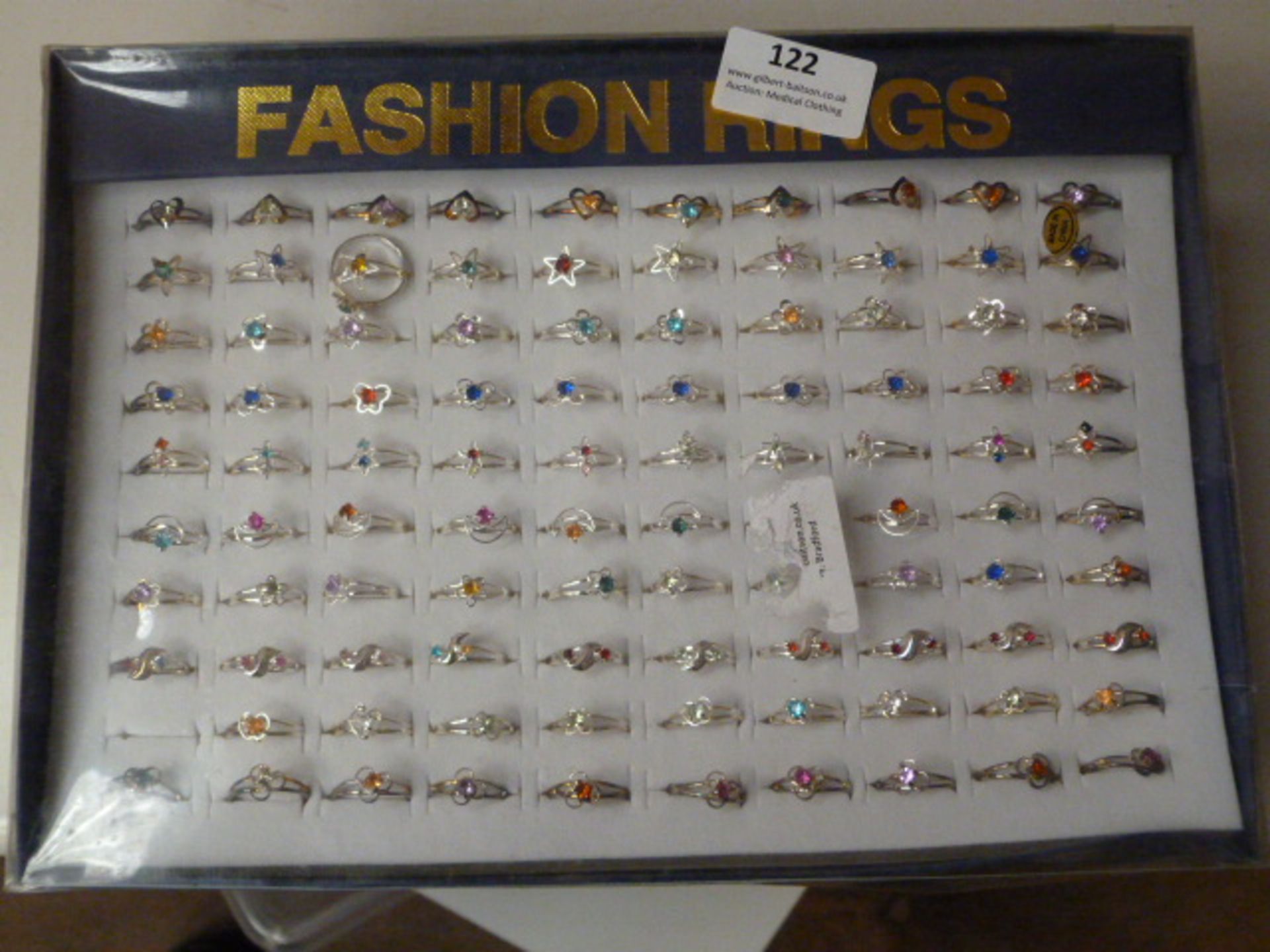 Tray Containing Ninety Fashion Rings