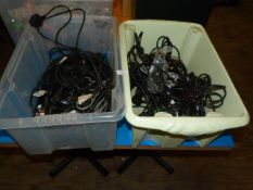 Two Boxes of Electrical Power Leads etc.