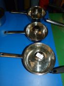 Three Stainless Steel Graduating Pans with Lids