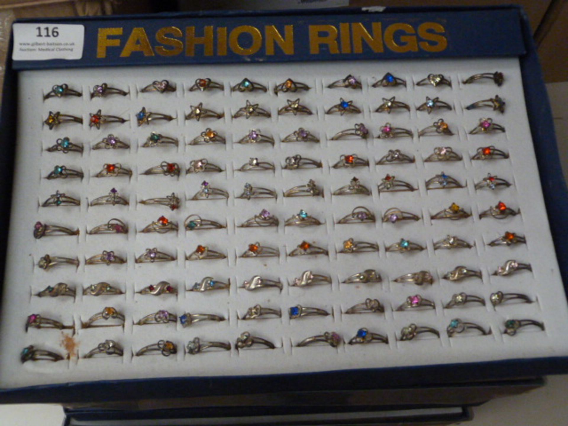 Tray Containing Ninety Fashion Rings