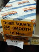 *Two Boxes of 10 250mm Three Square Smooth Files