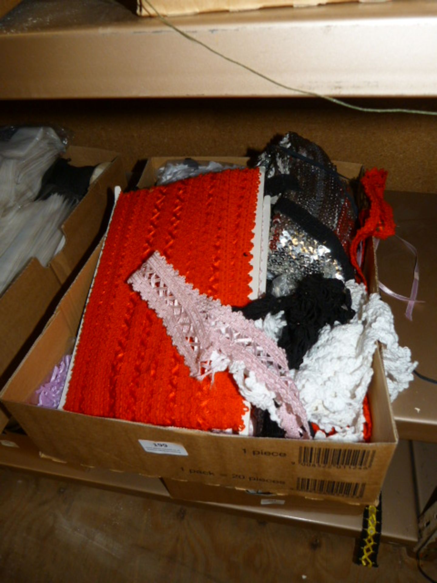 Box of Decorative Lace Ribbon and Sequins
