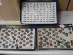 Three Trays of Approximately 150 Fashion Rings