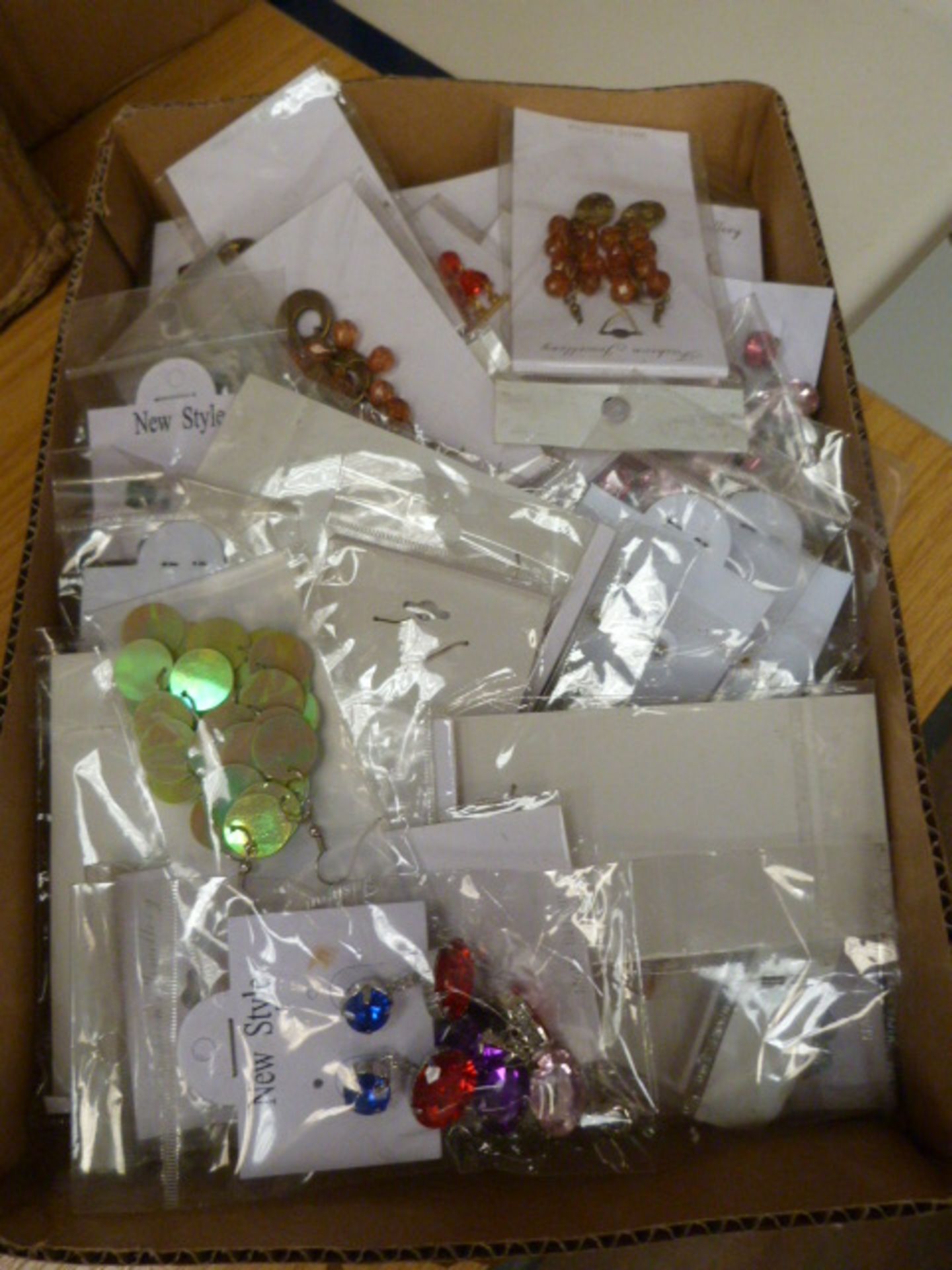 Box Containing Forty Pairs of Fashion Jewellery Ea