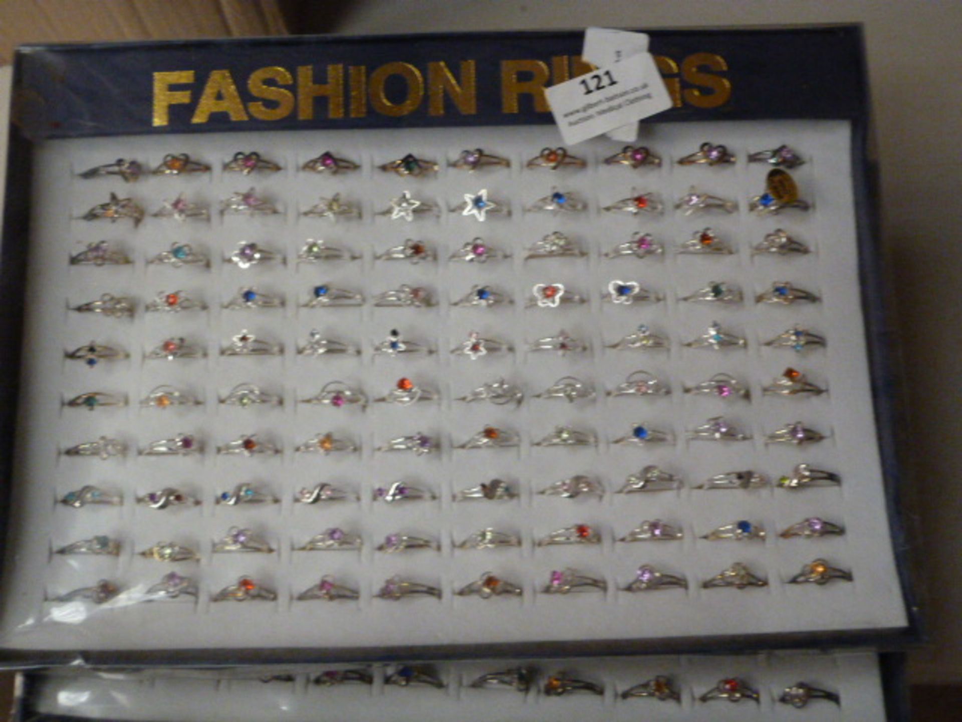 Tray Containing Ninety Fashion Rings