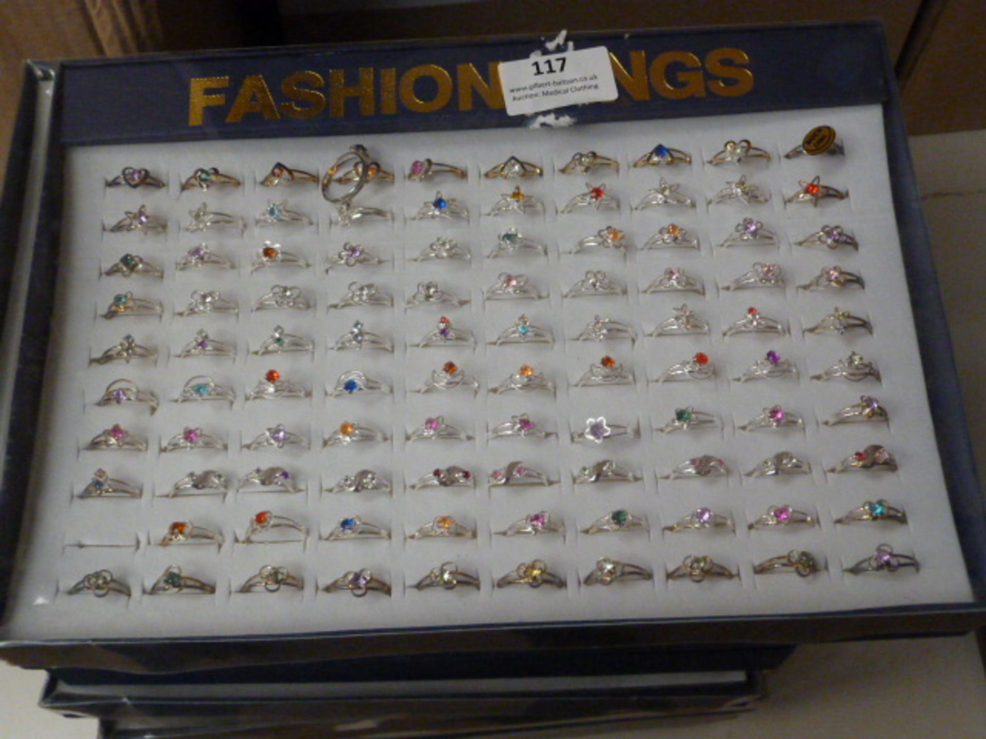 Tray Containing Ninety Fashion Rings