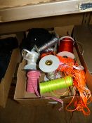 Box of Assorted Ribbons, Cords, etc.