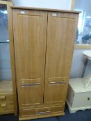 Light Beech Effect Two Drawer Wardrobe with Drawer