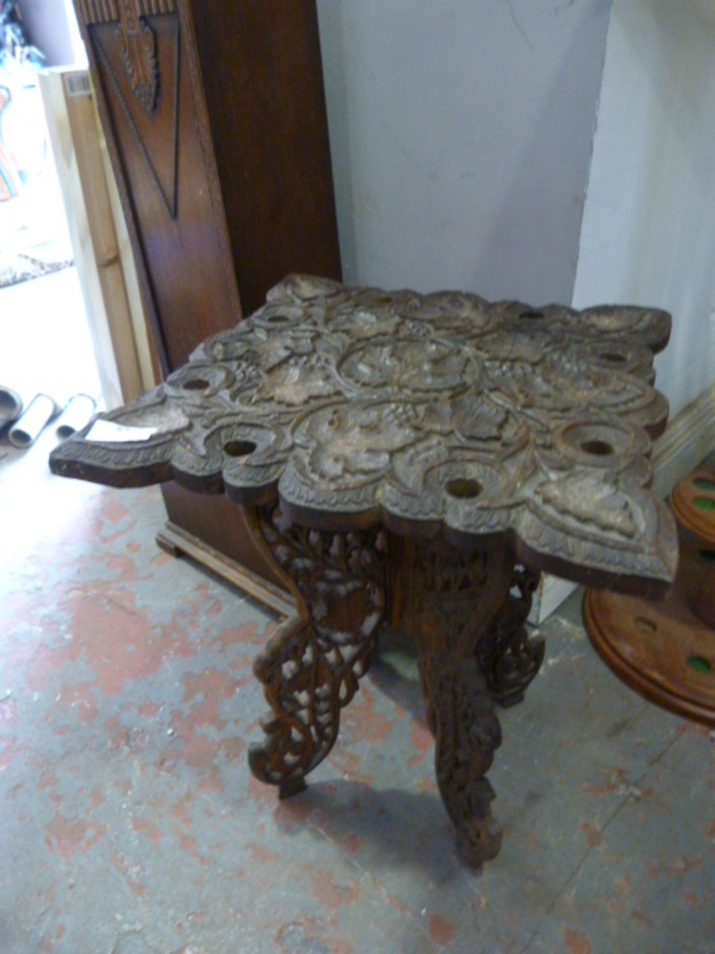 Small Carved Indian Folding Table