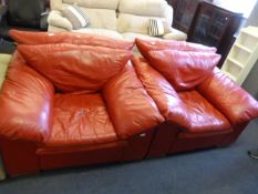 Two Red Leatherette Armchairs