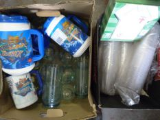Box of Lidded Plastic Mugs, Beakers and a Box of C