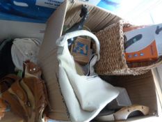Box Containing,Leather Bags, Basket, Kitchenalia,