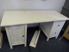 White Twin Pedestal Desk