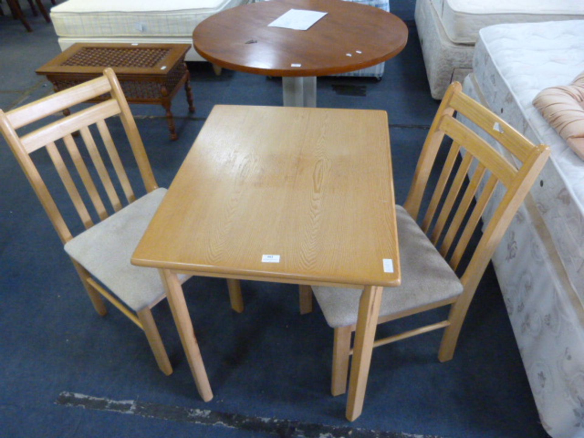 Beech Effect Kitchen Table with Two Chairs