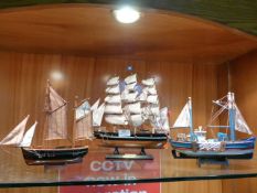 Set of Three Model Sailing Boats