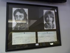 Framed Beatles Print - John Lennon and George Harr