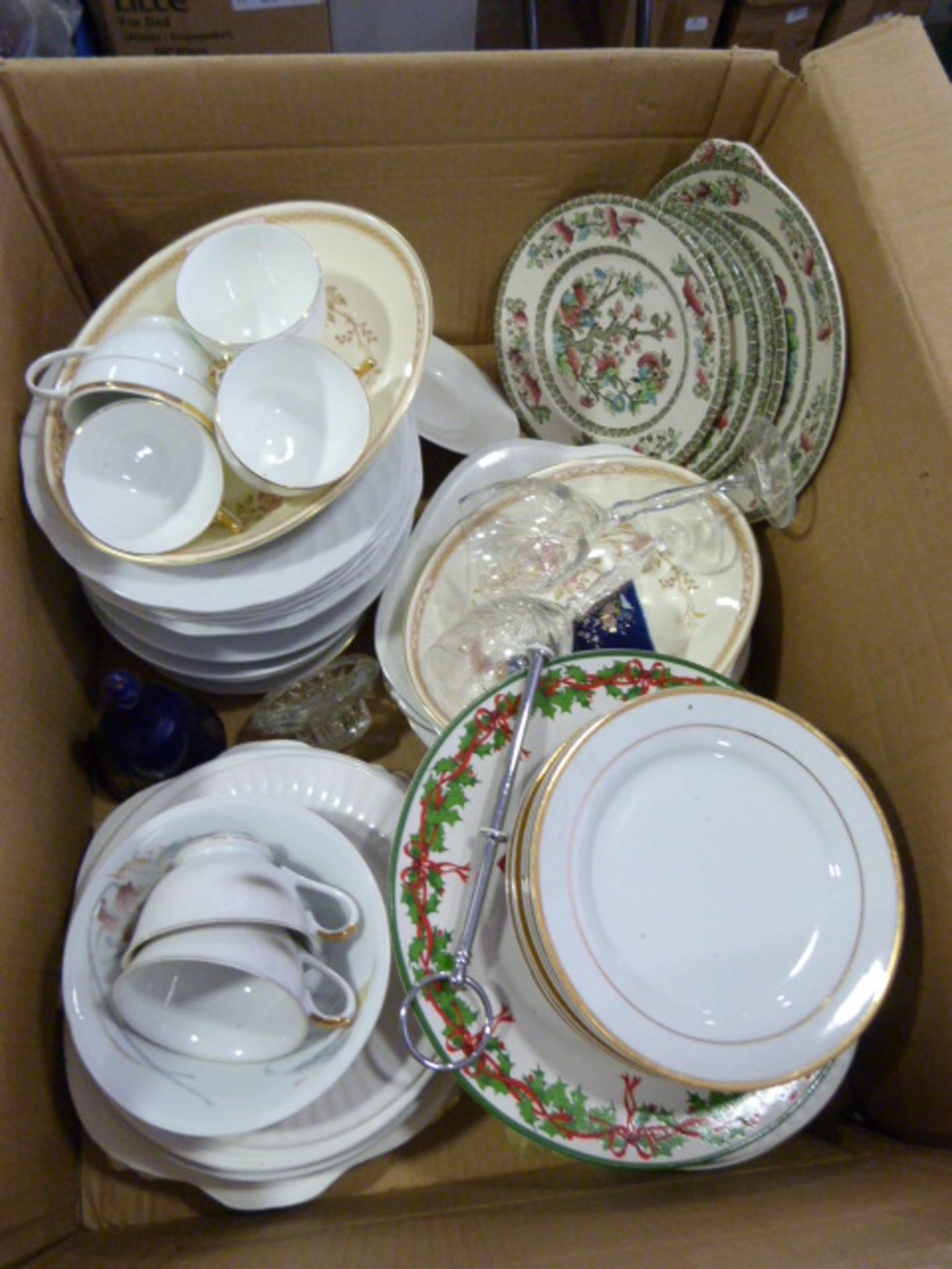 Box of Assorted China and Glassware