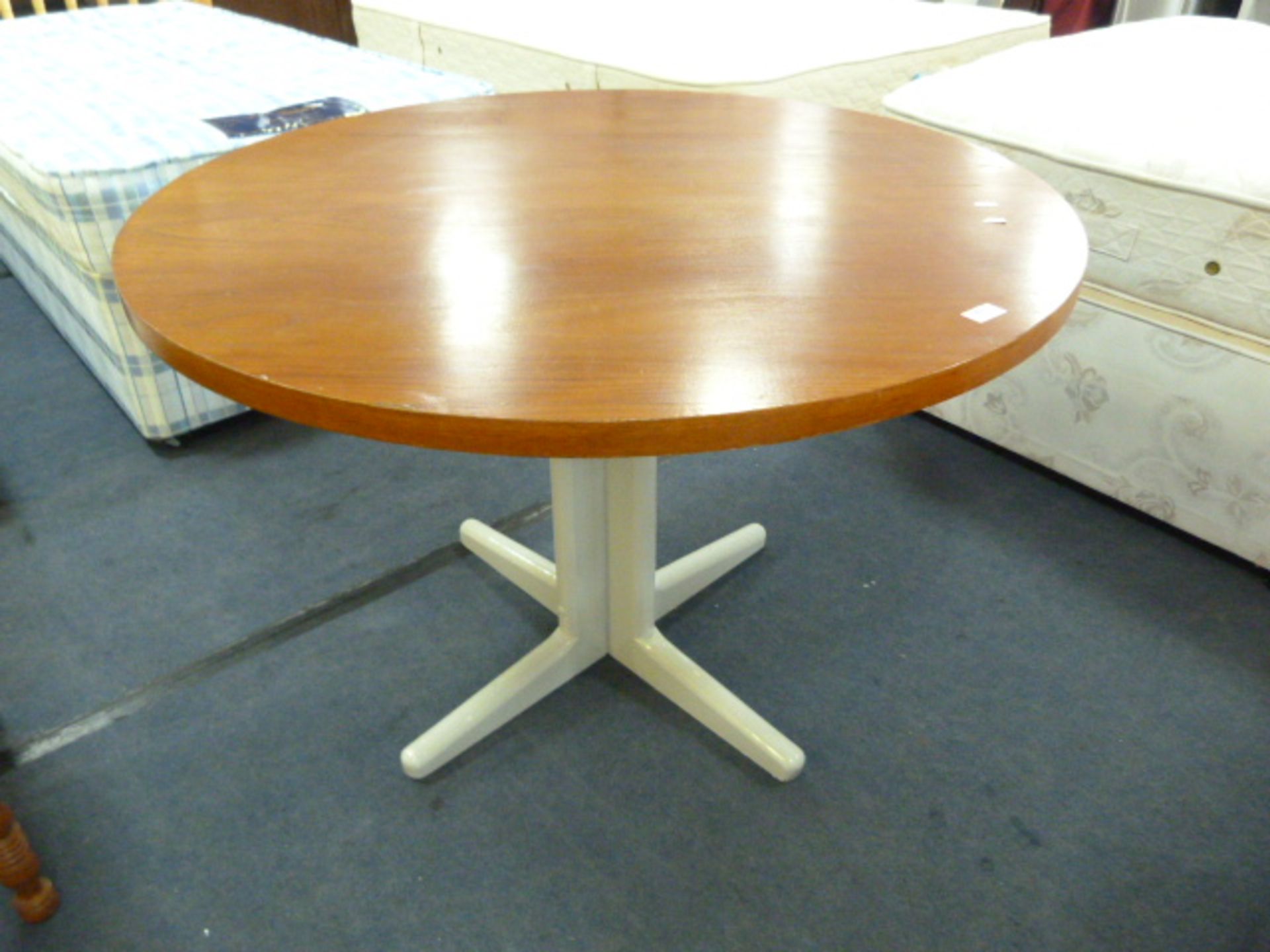 Stained Pine Circular Dining Table with Grey Paint