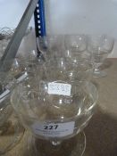 Two Sets of Six Glass Goblets and Icecream Bowls